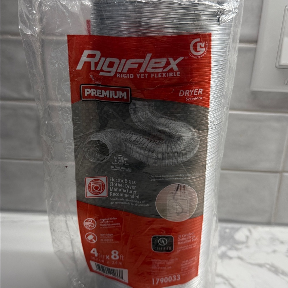 Rigiflex premium dryer duct vent rigid yet flexible hose 4” x 8 ft 1790033 - Picture 2 of 3